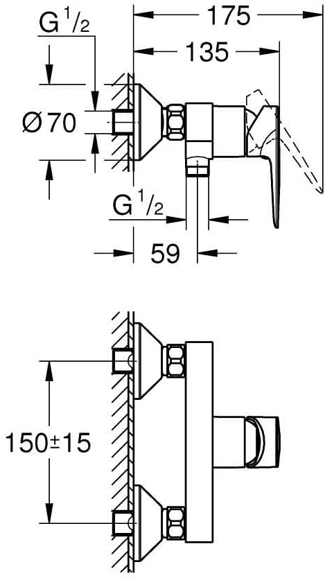 GROHE StartEdge - Einhand- Brausearmatur (mit Temperaturbegrenzer, variable Mengenbegrenzung, eigens