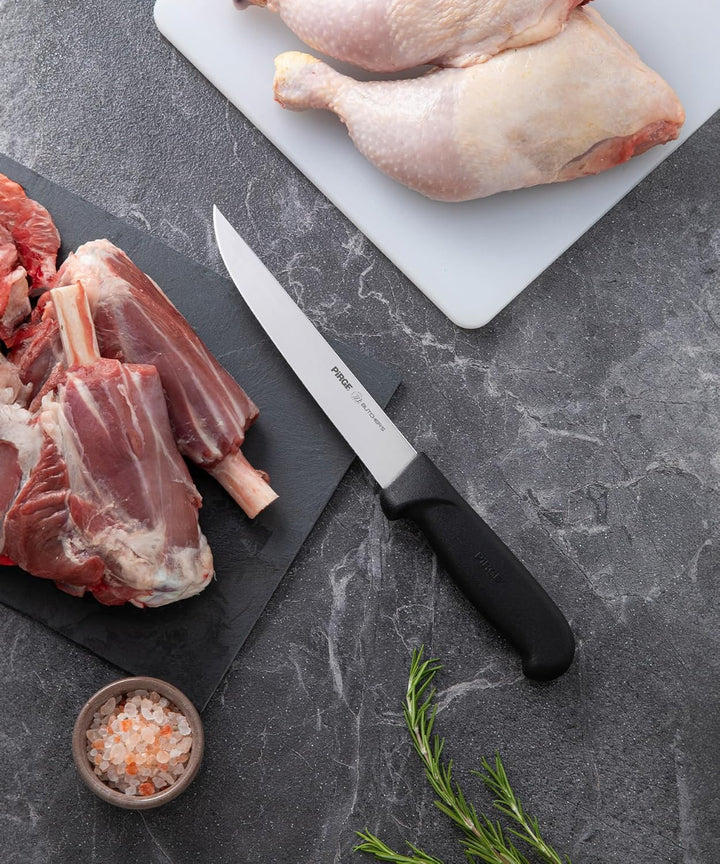 Pirge Butcher's Profi Metzgermesser Set mit Tasche 4 Stück - Profi Schlachtermesser Set - Fleischerm