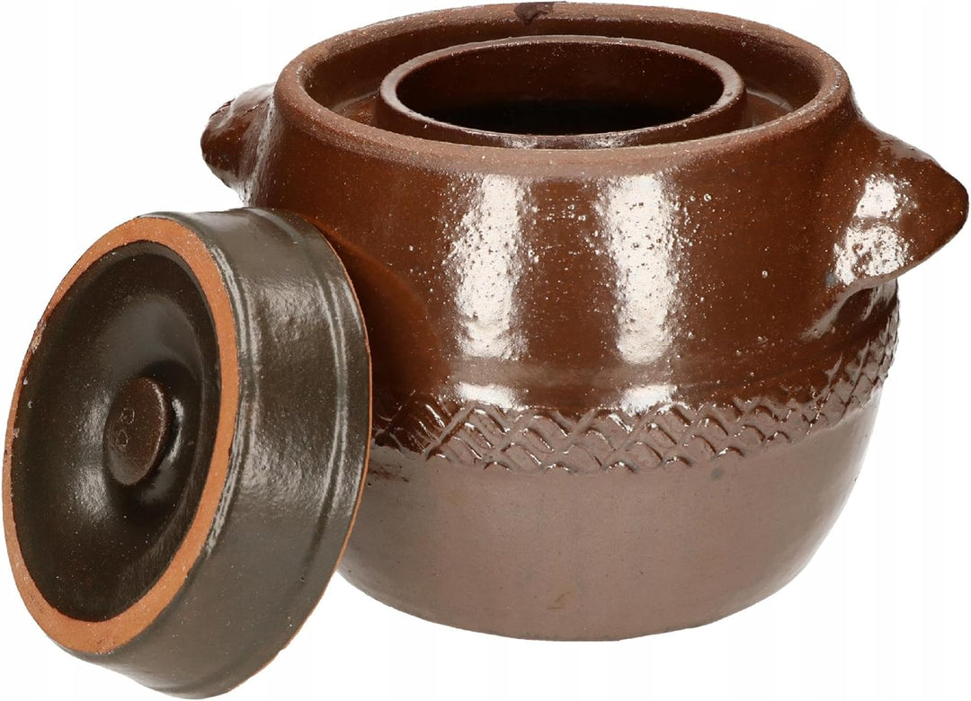KOTARBAU® Keramik Gärtopf 5L Gurkentopf mit Deckel Steinzeug Sauerkrauttopf Keramiktopf Steinguttopf