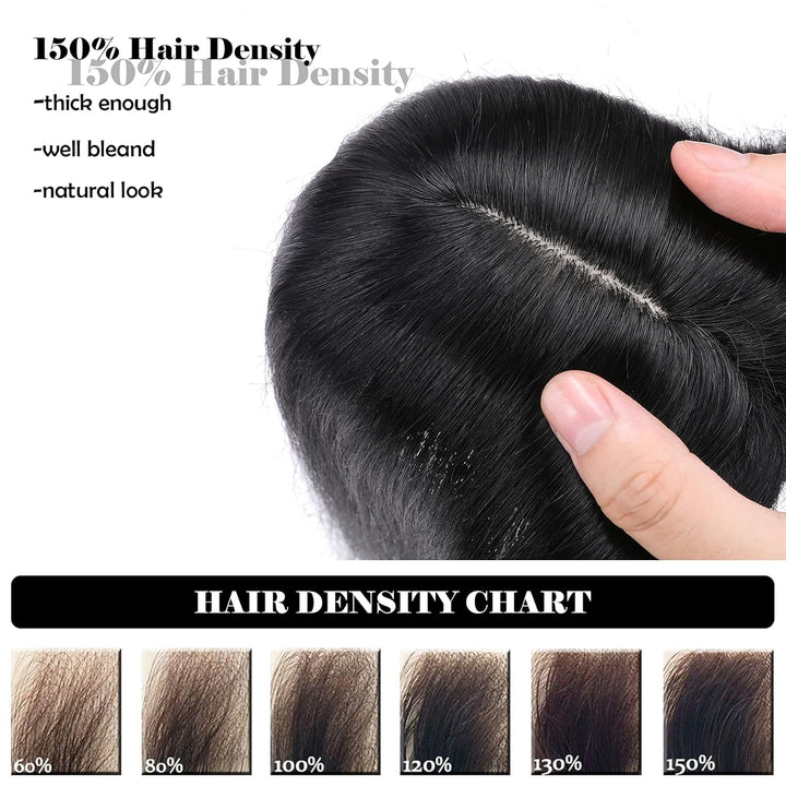 Silk-co Clip in Extension Echthaar Topeer Echthaar Haarteile Echthaar Toupet Haarverlängerung mit Fr