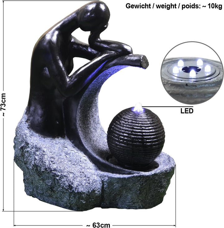 Solar Gartenbrunnen Brunnen Solarbrunnen Zierbrunnen Wasserfall Gartenleuchte Teichpumpe für Terrass