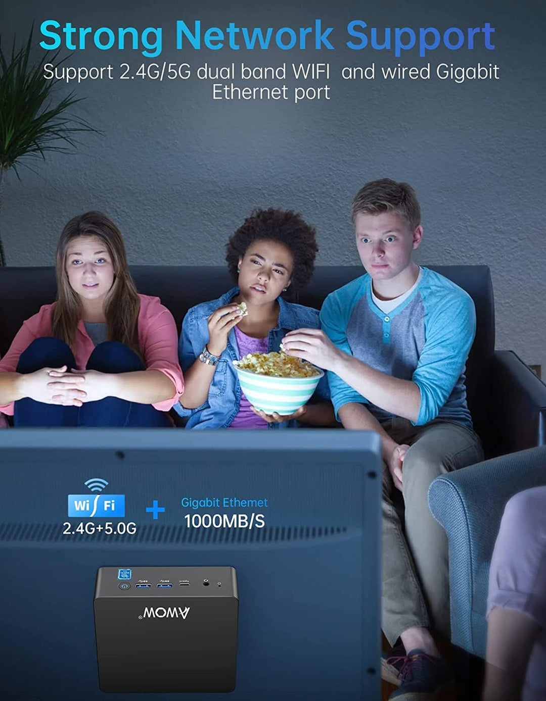 AWOW Mini PC Wi-11 Pro Celeron J4125 mit 8 GB DDR4/ 128 GB NVMe M.2 SSD 4K@60Hz, Desktopcomputer Dua