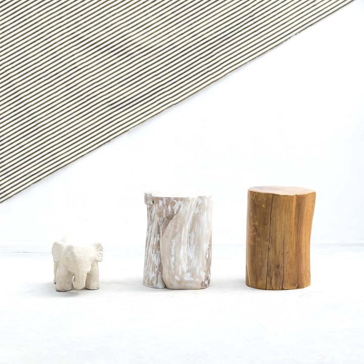 wohnfreuden Teak-Holz Hocker 40 cm lasiert rund Natur Bad Garten Wohnen Holz-Dekoration Sitzgelegenh