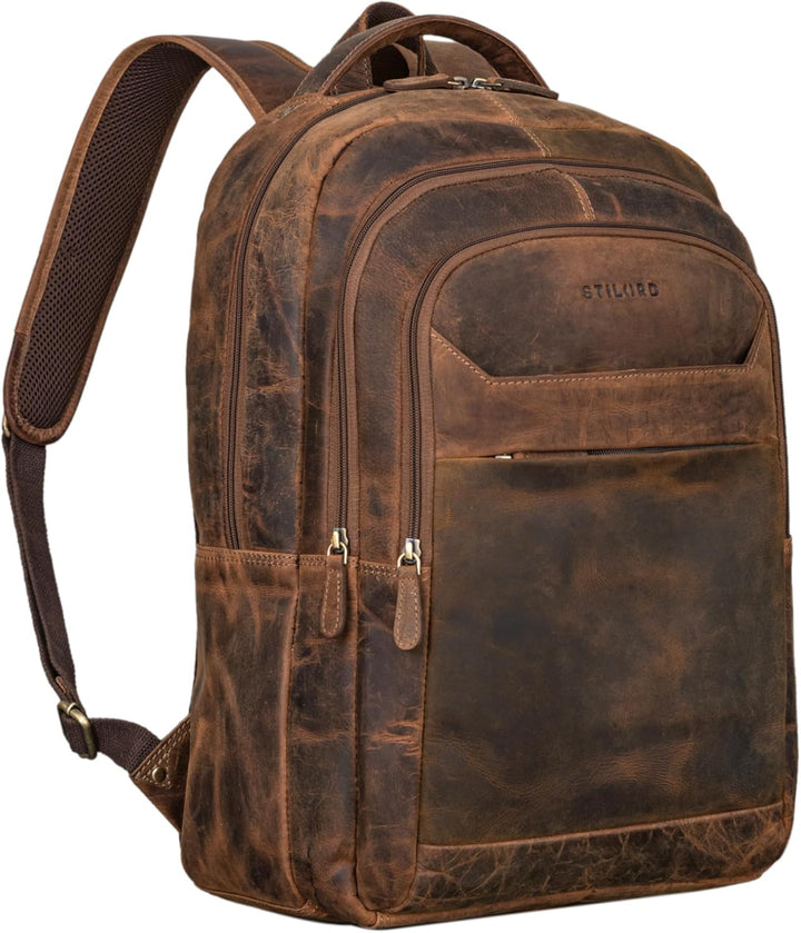 STILORD 'Keno' Leder Rucksack mit Laptopfach 15,6 Zoll Business Rucksack Herren und Damen Bürorucksa