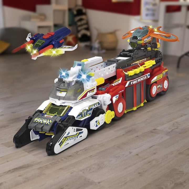 Dickie Toys Rescue Hybrids Polizei-Fahrzeug Police Bot (35 cm) - futuristisches Polizeiauto (gross)