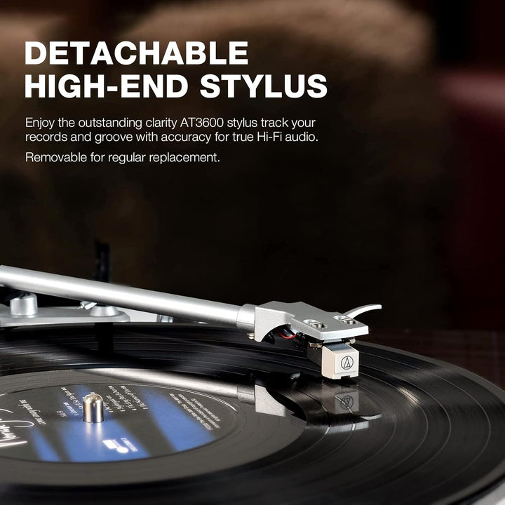 Plattenspieler Bluetooth mit Riemenantrieb Vinyl-Schallplattenspieler 33 oder 45 U/min mit Phono Vor