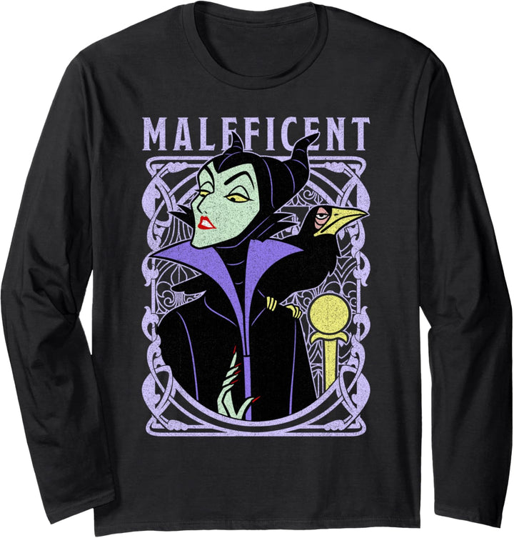 Disney Sleeping Beauty Maleficent Old School Poster Langarmshirt