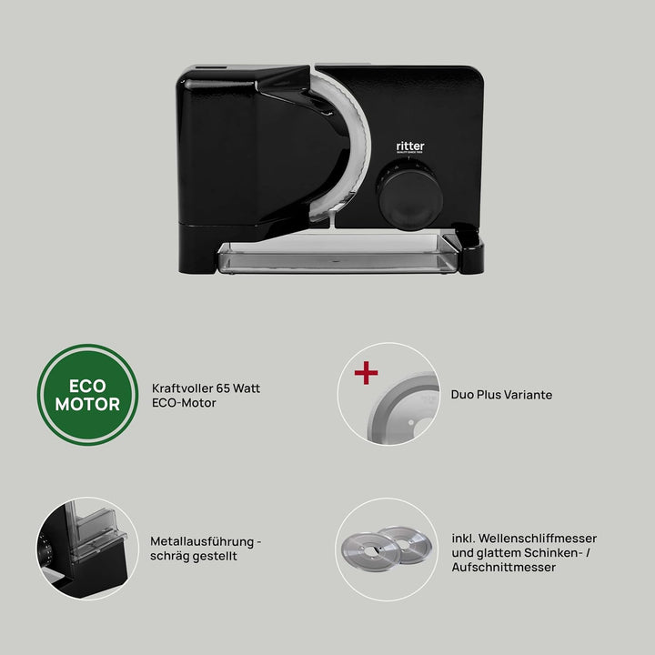 ritter E 16 Duo Plus Elektrischer Allesschneider & Schneidemaschine aus Metall mit ECO-Motor, Made i