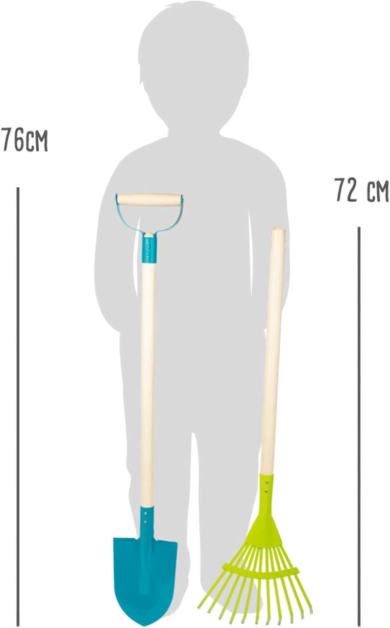 small foot 11626 Gartenwerkzeug-Set Duo mit Holzstiel, inkl. Spaten und Rechen, Outdoor Gartengeräte