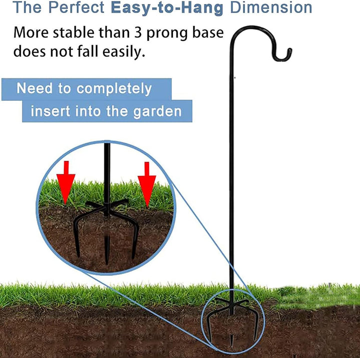 XRR Schäferhaken 2 Stück Shepherd's Hooks mit 5 Zinken 96 cm/37 inch Hirtenhaken Metall Gartenstab f