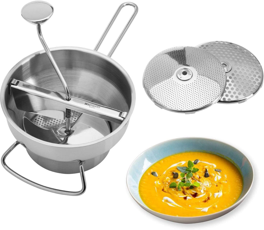 Westmark Passiermaschine/Passiersieb/Passe-vite mit 3 Lochscheiben, Rostfreier Edelstahl, Finoletta,