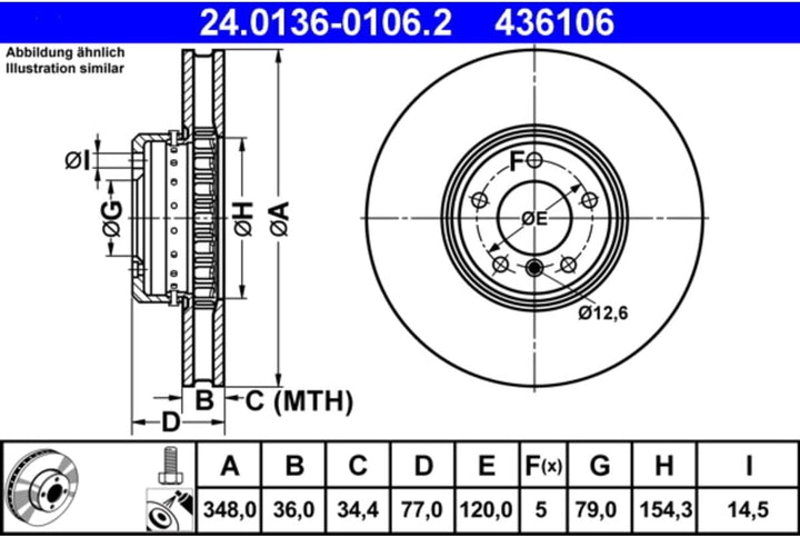 ATE 24.0136-0106.2 Bremsscheibe
