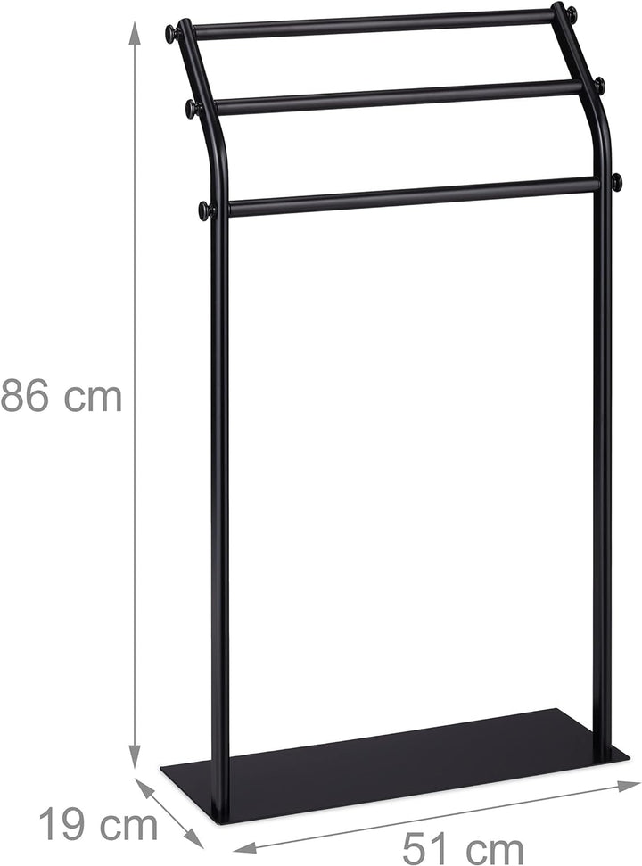 Relaxdays Handtuchständer, 3 Handtuchstangen, HBT: 86 x 51 x 19 cm, rutschfest, Badezimmer, Schlafzi