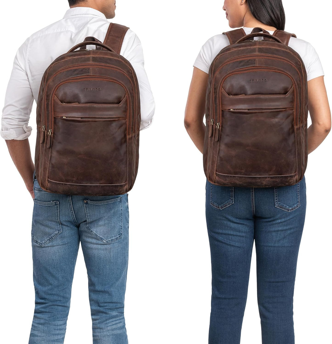 STILORD 'Keno' Leder Rucksack mit Laptopfach 15,6 Zoll Business Rucksack Herren und Damen Bürorucksa