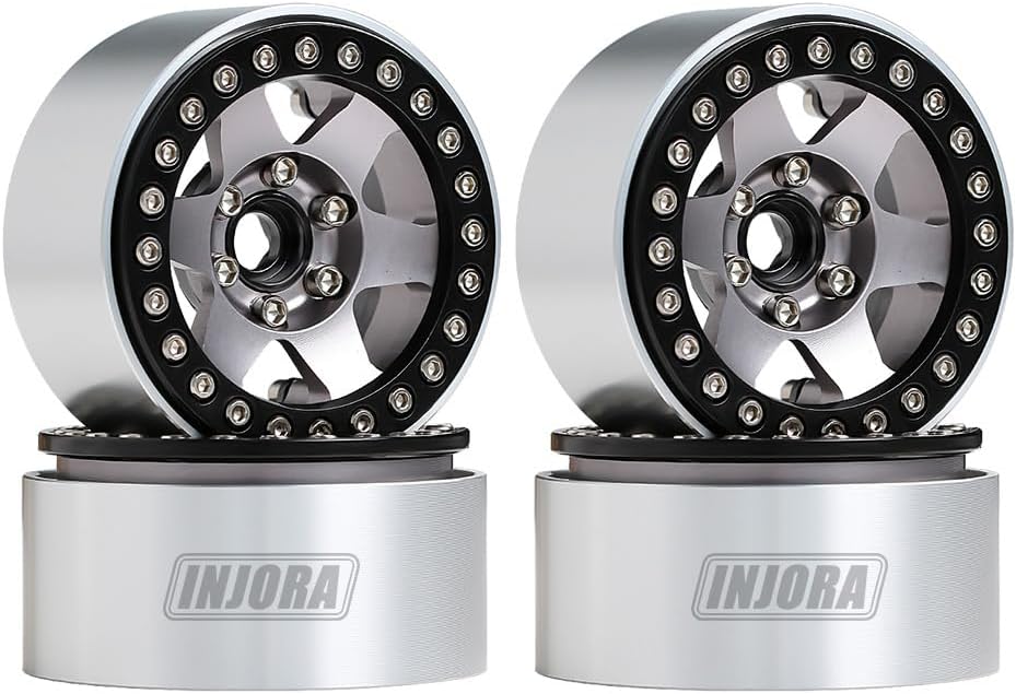 INJORA RC Felge 4pcs 1,9inch Beadlock Felgen Metall Räder Set für 1:10 RC Crawler Axial SCX10 90046