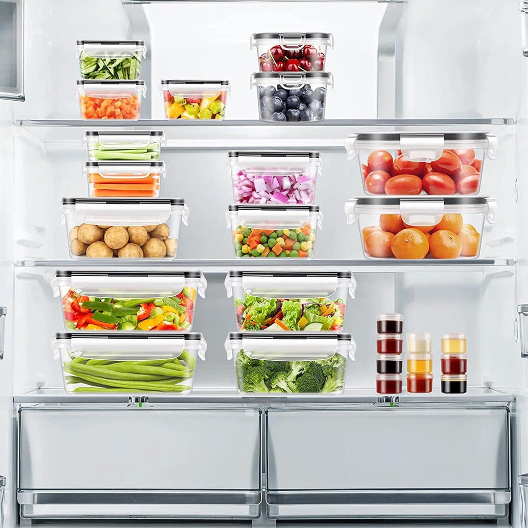 Queta 34Pcs Frischhaltedosen Set Kunststoff Lebensmittelbehälter 10 Grösse Vorratsdosen Gefrierdosen