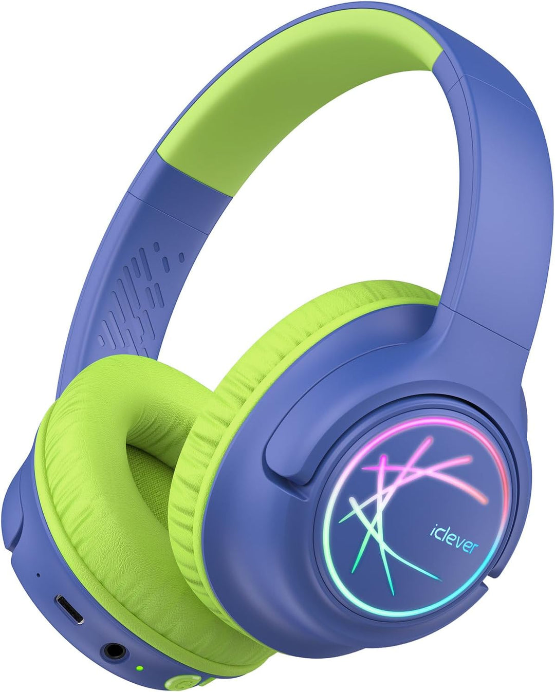 iClever Bluetooth kopfhörer Kinder mit LED-Leuchten, 74/85dBA Lautstärkebegrenzung, 43 Stunden Spiel