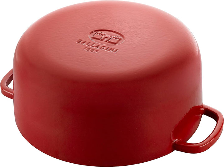BALLARINI Bellamonte Auflaufform, Bräter, Dutch Oven, Emailliertes Gusseisen, Rund, 24cm, 4,0 L, Rot