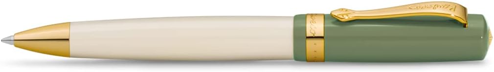 Kaweco STUDENT Kugelschreiber 60's Swing I Nostalgischer Taschen-Kugelschreiber in Grün & Creme mit