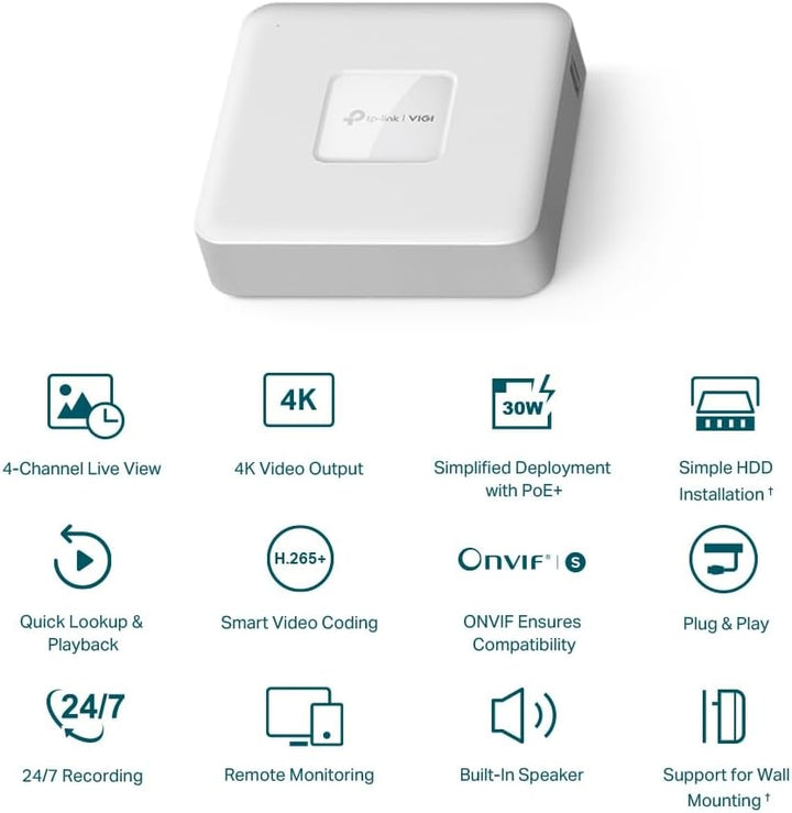 4-Kanałowy Raster sieciowy PoE VIGI NVR1104H-4P