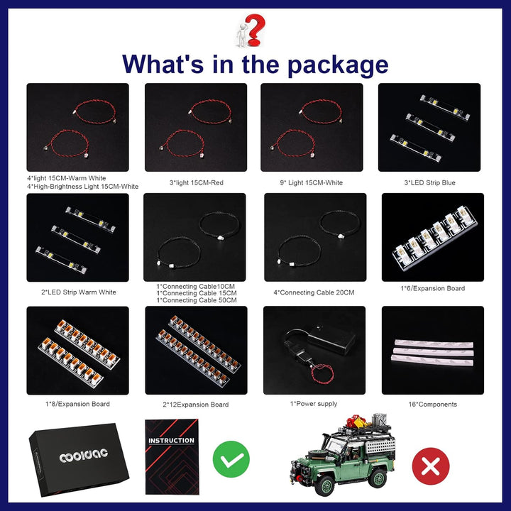cooldac LED Licht-Kit für Lego 10317 Land Rover Classic Defender 90 Set, Led Beleuchtungs Set Kompat