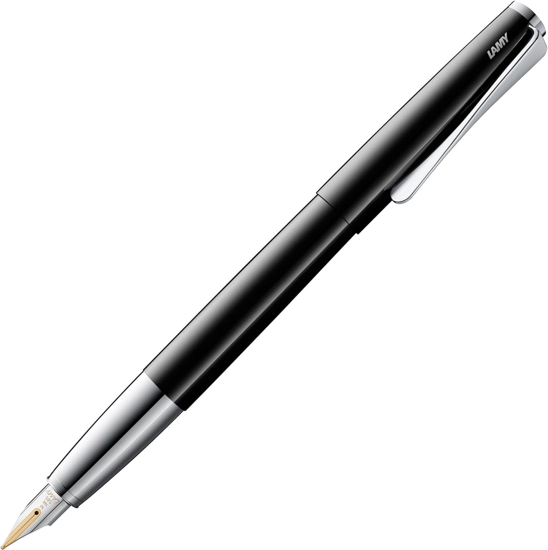 LAMY studio Füllhalter 068 - Füller aus Edelstahl in schwarzem Lack-Finish mit einem polierten Edels