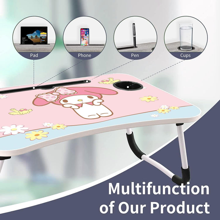 Laptop-Tisch Cartoon-Bilder,Tragbar Laptop Betttablett Tisch mit klappbaren Beinen & Getränkeschlitz