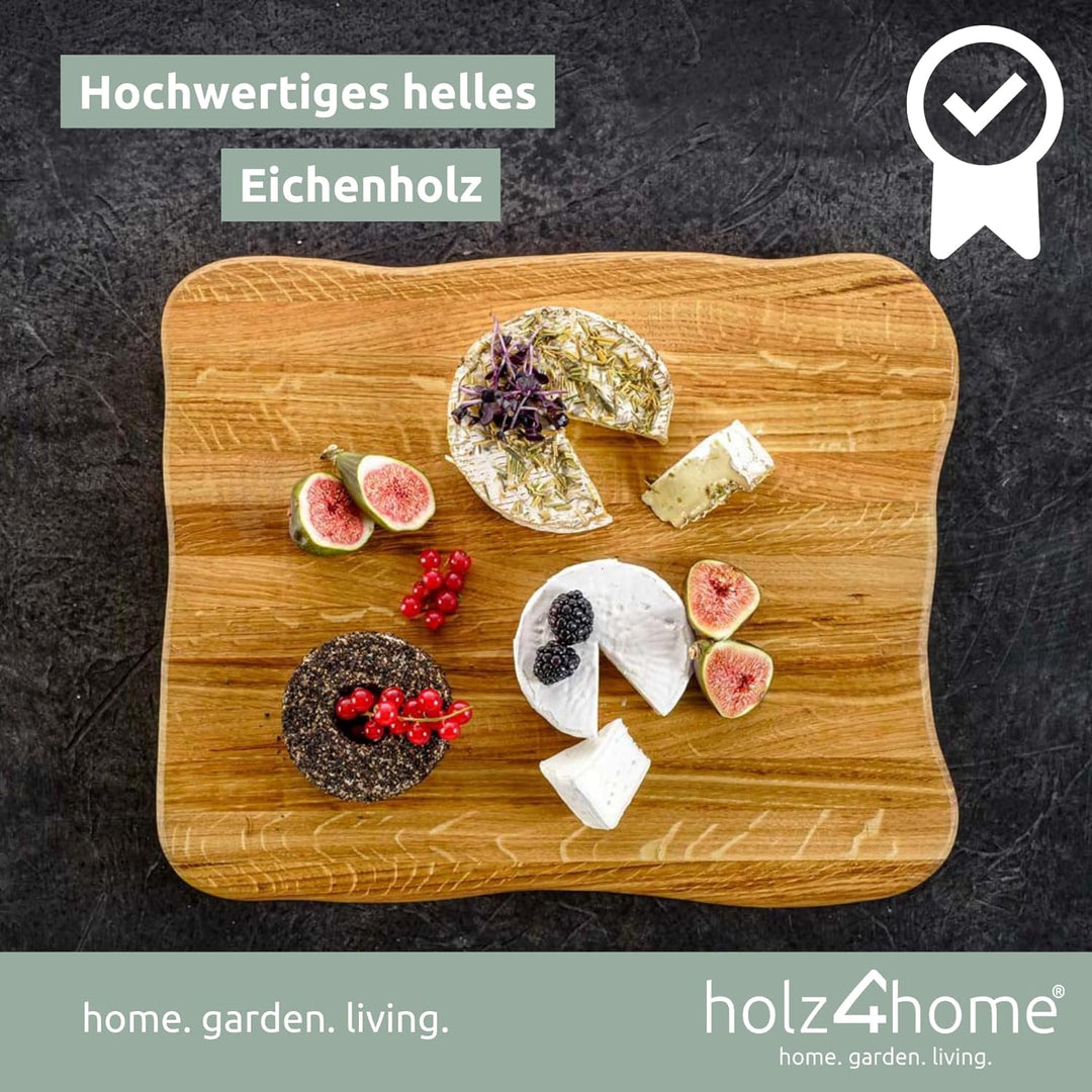 La Madera Schneidebrett Top aus Eiche hell von holz4home® | Steakbrett aus hellem Eichenholz 40 cm x