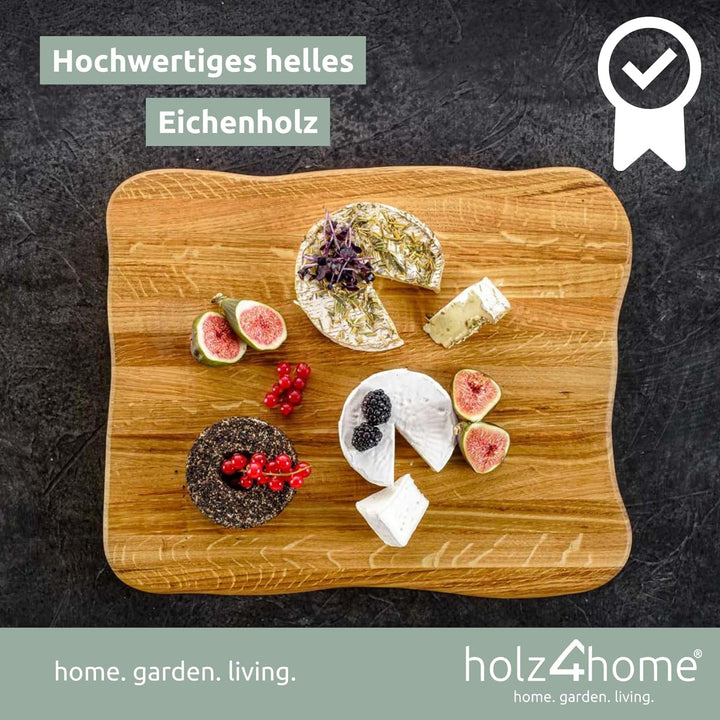La Madera Schneidebrett Top aus Eiche hell von holz4home® | Steakbrett aus hellem Eichenholz 40 cm x
