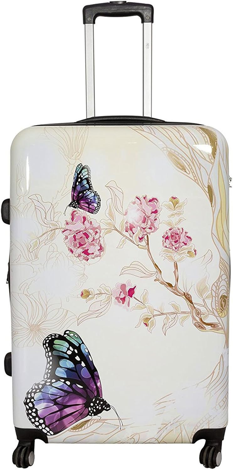 Bowatex Schmetterling Reisekoffer Creme Mittlerer 80Li Motiv Rollen Koffer 67 cm