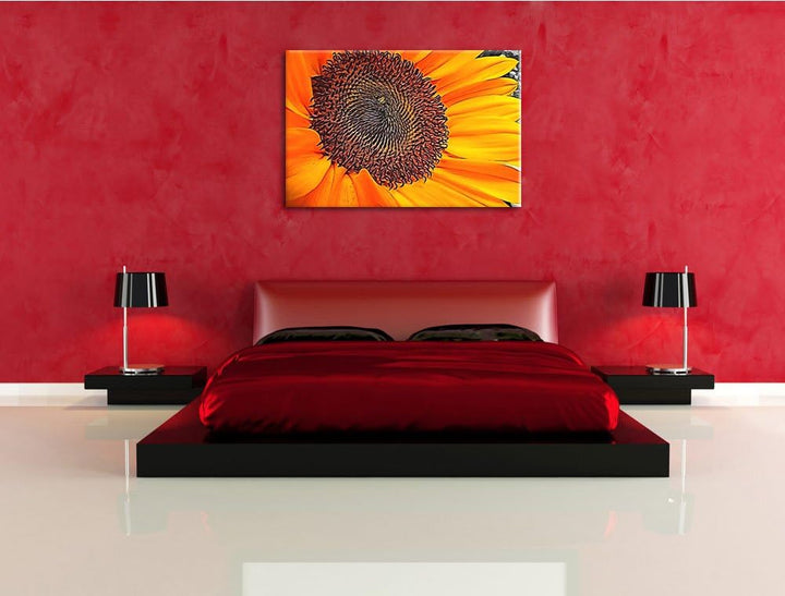 grosse anmutige Sonnenblume schwarz/weiss Deluxe Format: 100x70 cm auf Leinwand, XXL riesige Bilder