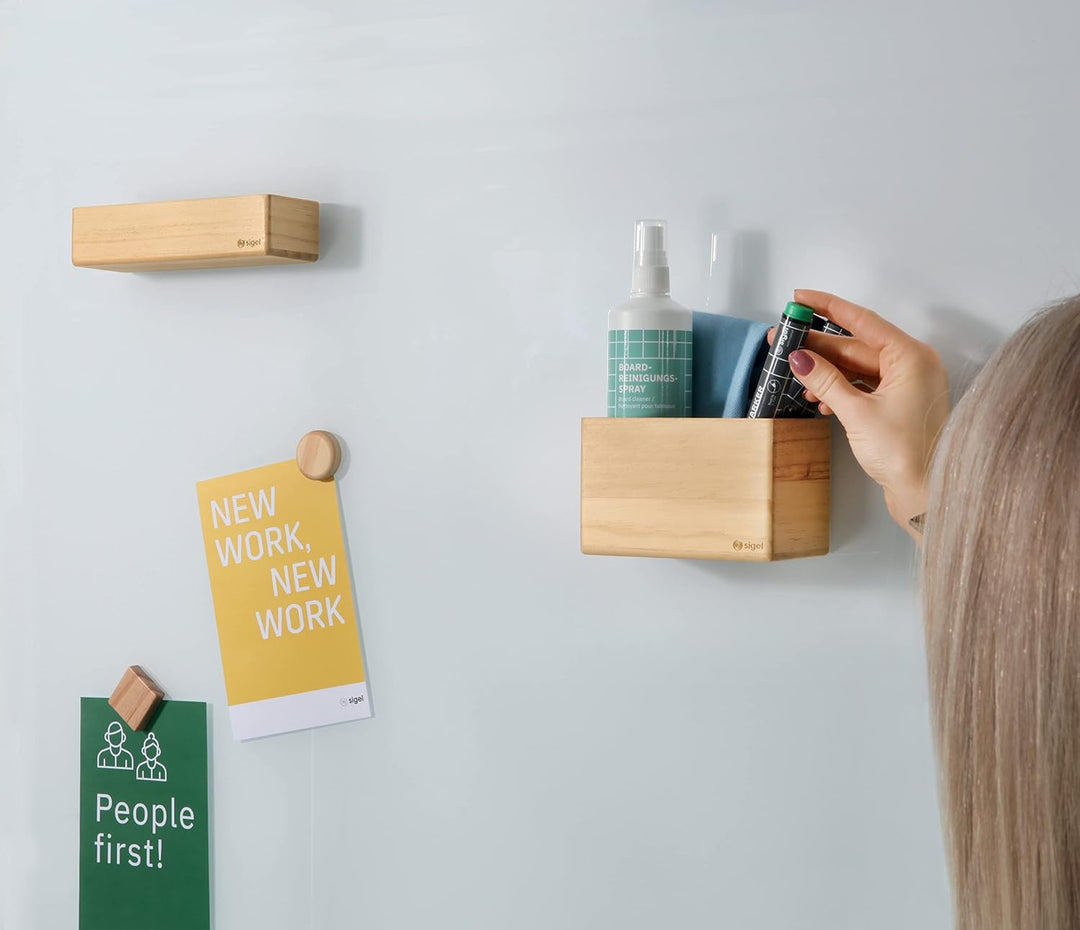 SIGEL BA401 magnetische Aufbewahrungsbox, beige, 13 x 8 cm, Massivholz Pinie, für Whiteboards und Gl