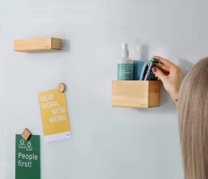 SIGEL BA401 magnetische Aufbewahrungsbox, beige, 13 x 8 cm, Massivholz Pinie, für Whiteboards und Gl