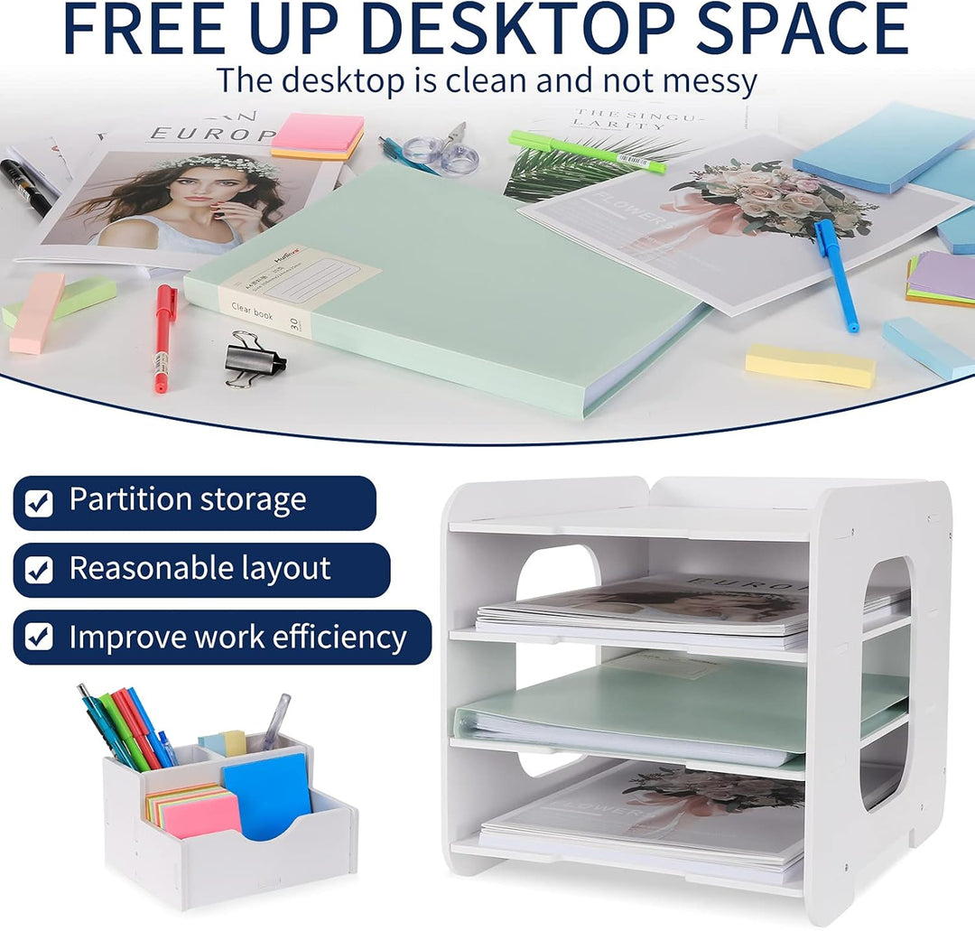 Schreibtisch-Organizer, Briefablage, Dokumentenhalter, A4-Papierablage, für Zuhause, Büro, Schule, 4