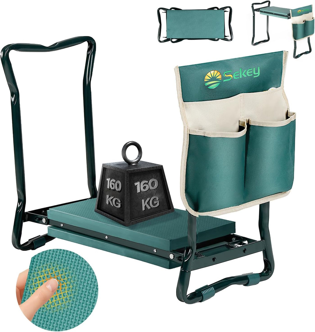 Sekey 2 in 1 XXL Kniebank für Gartenarbeit Gepolstert Gartenhocker Klappbar Gartenbank Höhenverstell