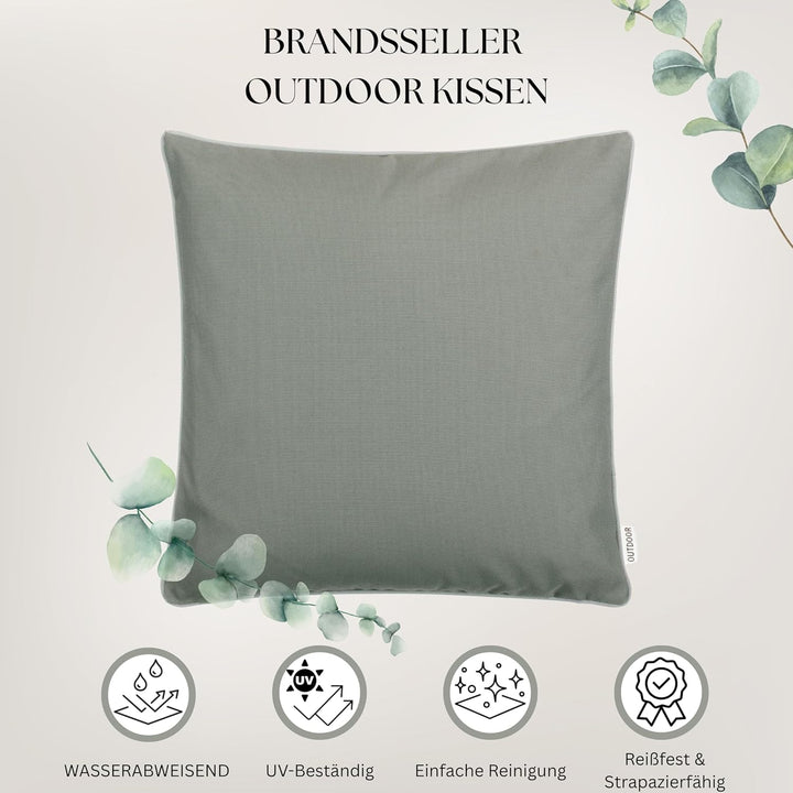 Brandsseller Outdoor Garten Kissen Dekokissen mit Paspel - Garngefärbt Uni Schmutz- und Wasserabweis