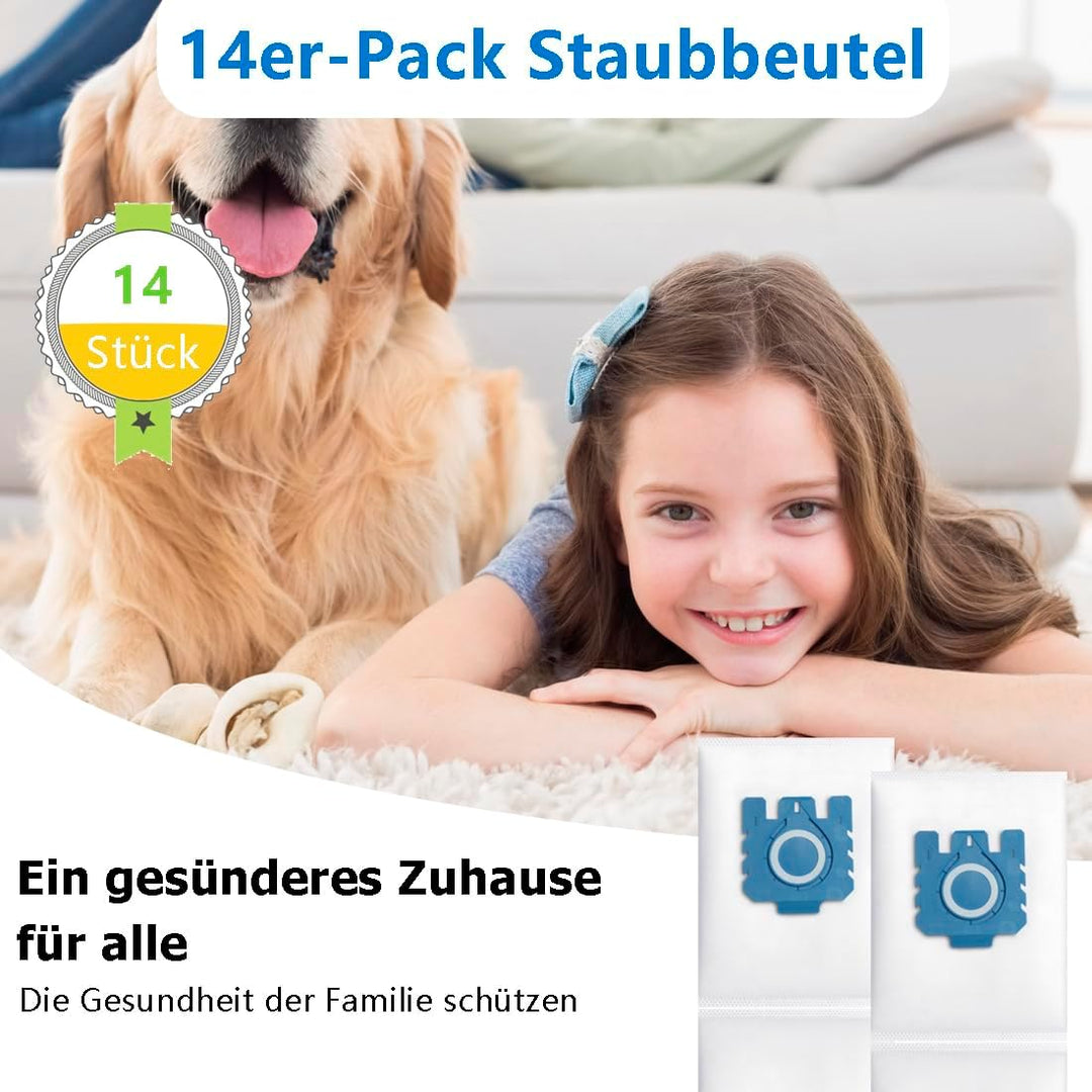 14 Stück Staubsaugerbeutel für Miele 3D Efficiency GN Staubsauger Classic C1 Complete C2 C3, S227, S
