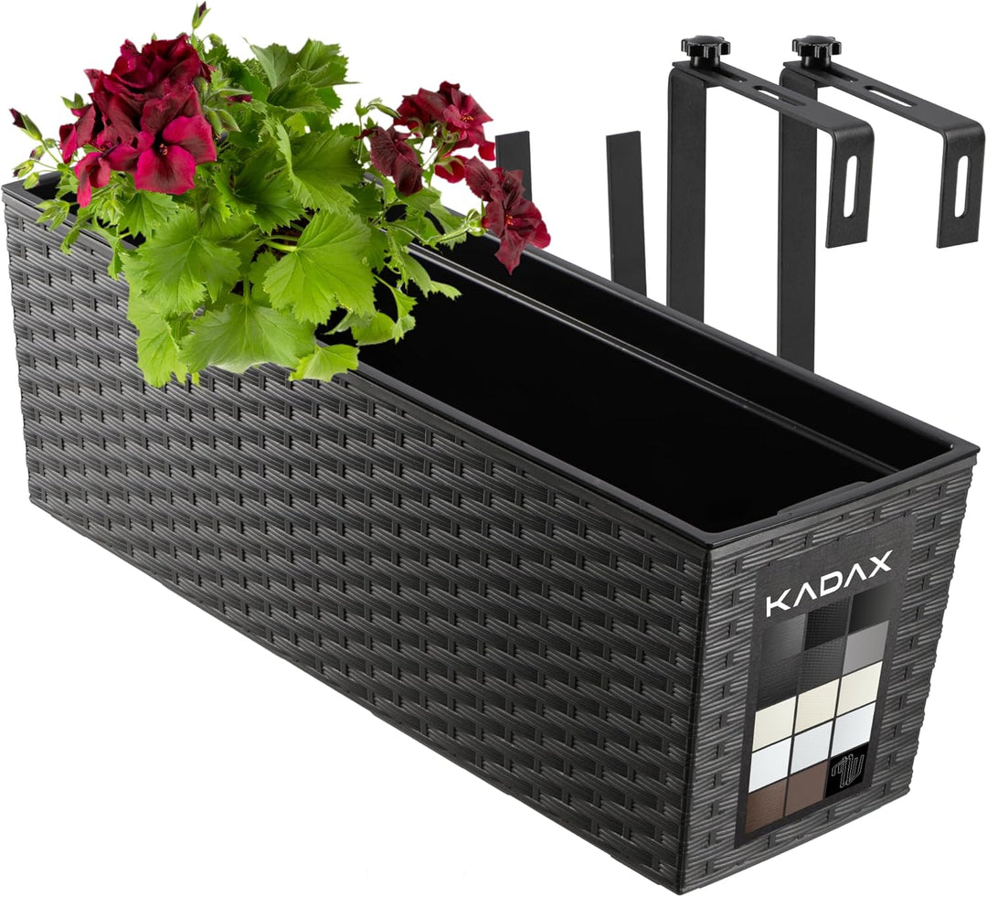 KADAX Blumenkasten aus Kunststoff, 18,5x56 cm, Pflanzkasten mit Einsatz, wetterfester Balkonkasten,