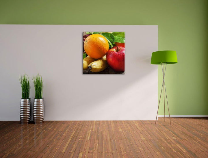 Frisches leckeres Obst, Format: 70x70 auf Leinwand, XXL riesige Bilder fertig gerahmt mit Keilrahmen