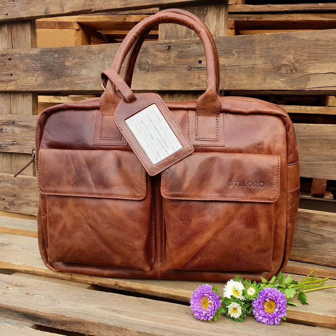 STILORD 'Carlo' Grosse Umhängetasche Leder Lehrertasche Aktentasche Schultertasche Reise Beruf Freiz