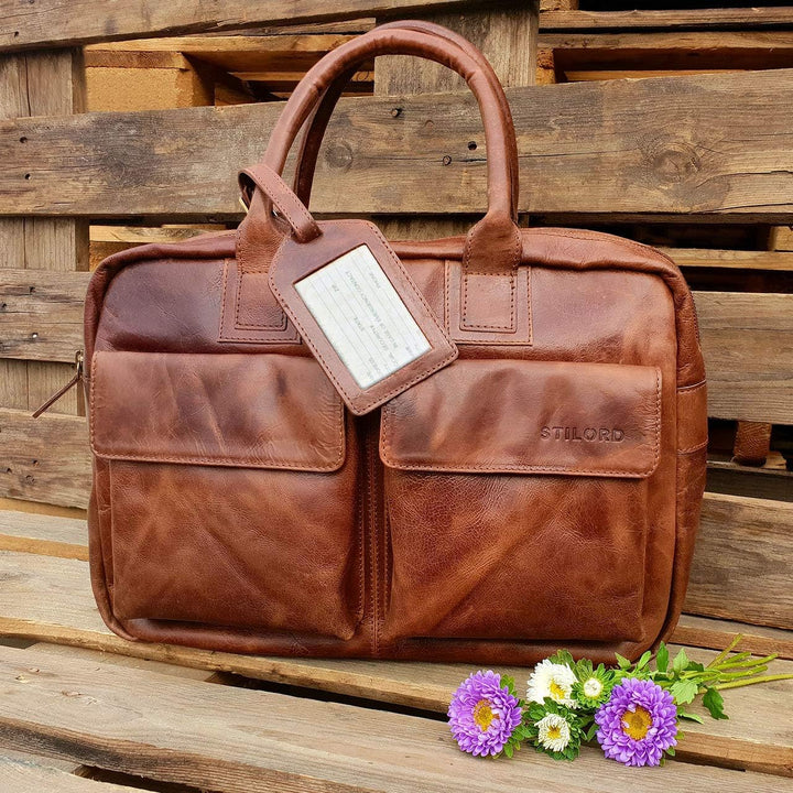 STILORD 'Carlo' Grosse Umhängetasche Leder Lehrertasche Aktentasche Schultertasche Reise Beruf Freiz