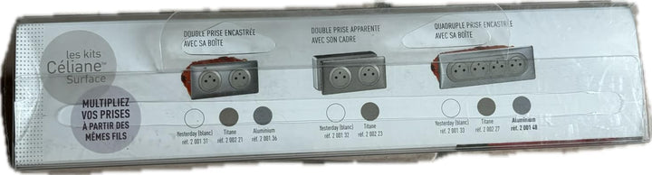 Legrand Céliane Komplettset 4 Steckdosen, zweipolig, mit Erdung, verdrahtet, Silber, 200148 3680 wat