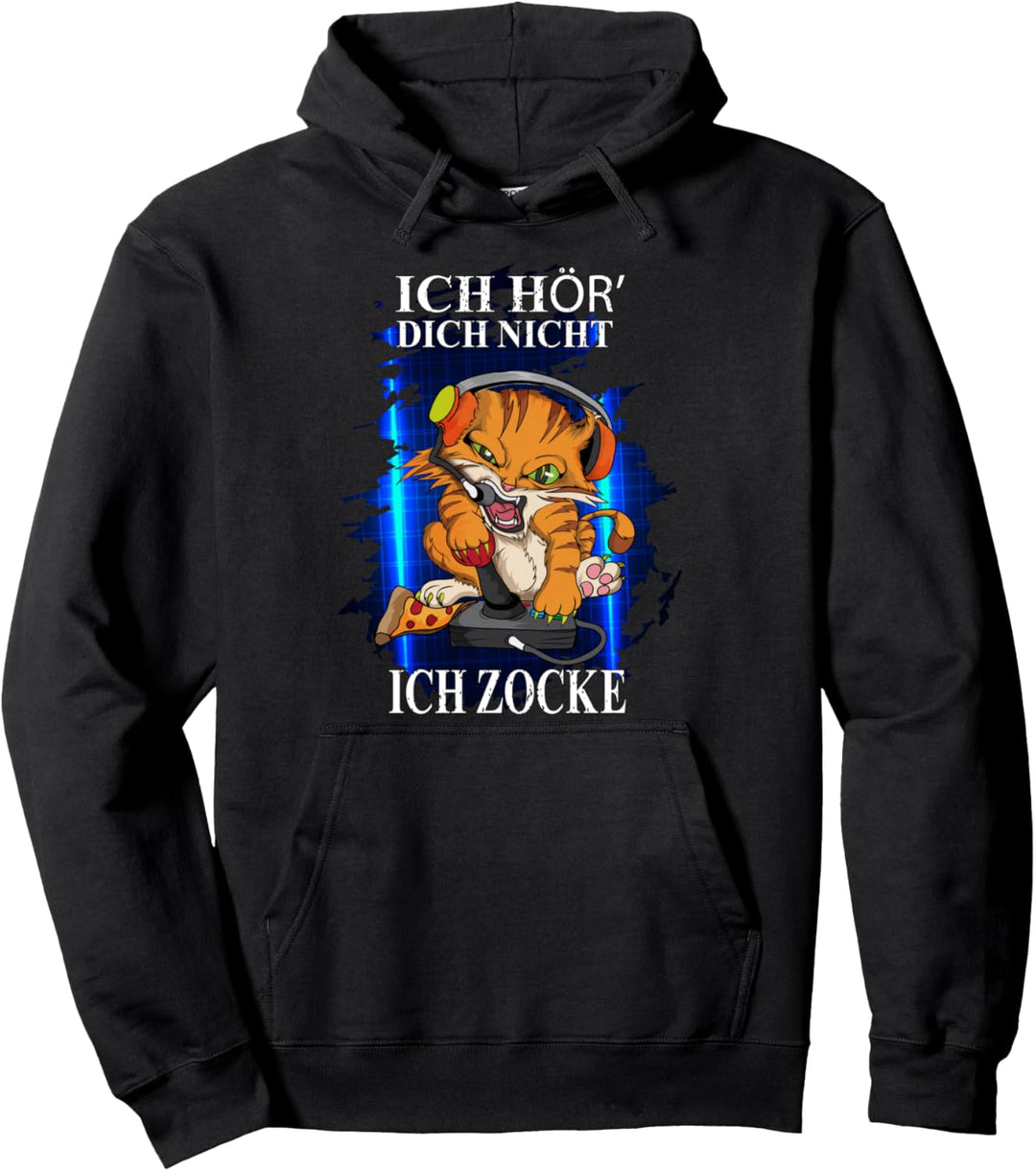 Gamer Zocker Katze will dich nicht hören, ich zocke Headset Pullover Hoodie