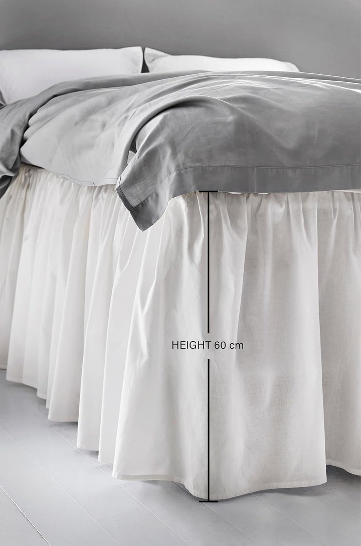 Jotex Zack Volant Betthusse - 100% hochwertige Bio-Baumwolle Bettrock, Höhe 60 cm - Weiss, 90 x 200