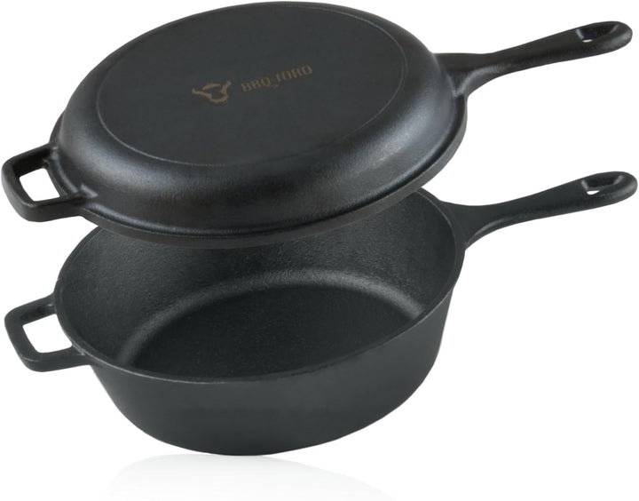 BBQ-Toro Gusseisen Topf mit Pfannendeckel | 4,4 Liter - schwarz | Gusstopf - Bräter mit Bratpfanne -