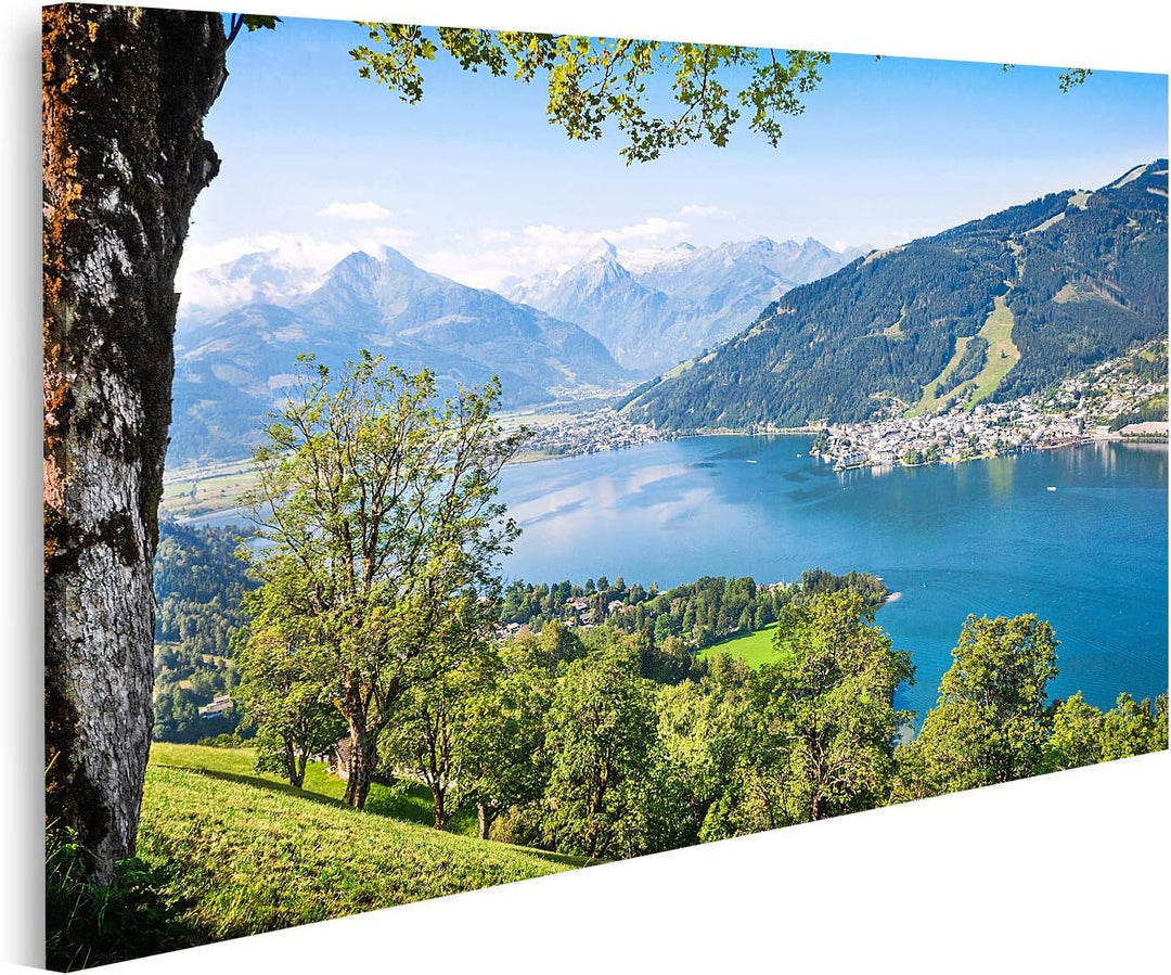islandburner Bild auf Leinwand Alpine Landschaft Mit Alpen Und Bergsee In Zell Am See Österreich Bil