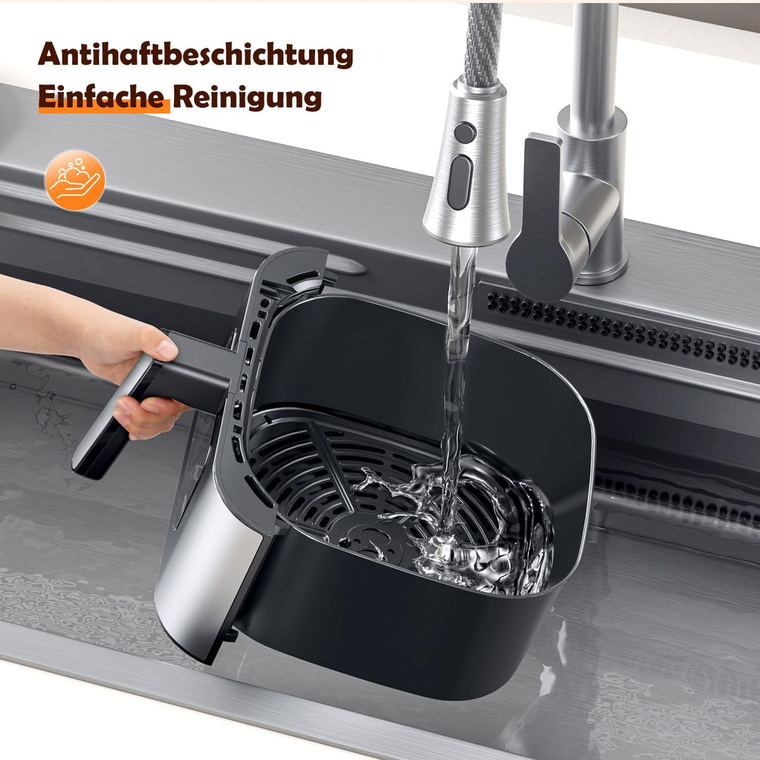 Heissluftfritteuse mit Sichtfenster 8L, Heissluftfritteuse Air Fryer mit Digitalem LED-Touchscreen,