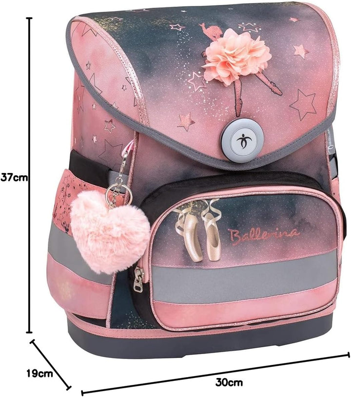 Belmil ergonomischer Schulranzen Set 4 -teilig für Mädchen 1-4 Klasse Grundschule/ Brustgurt / Magne