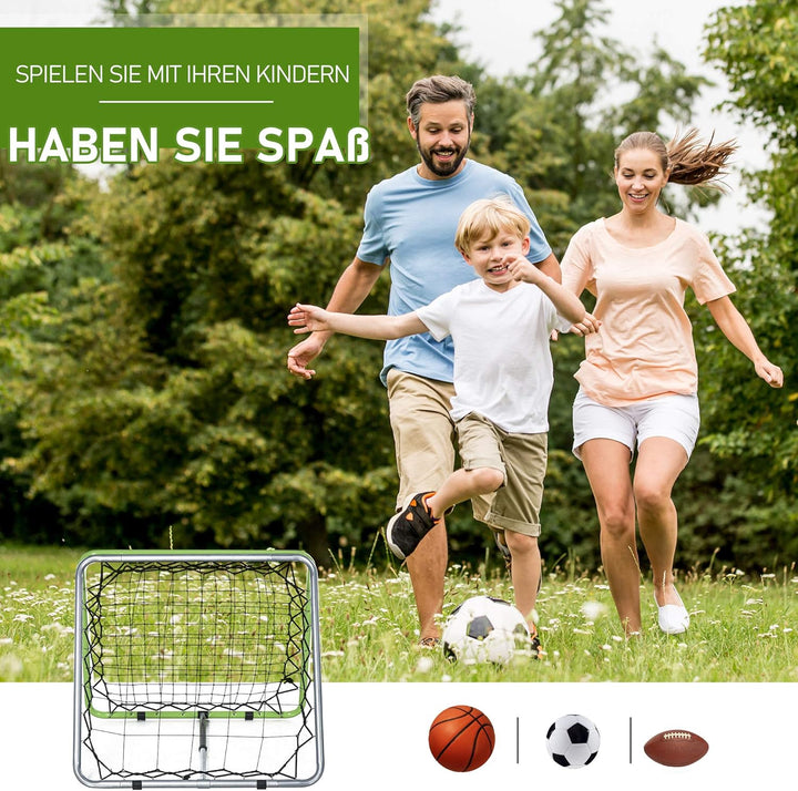 HOMCOM Fussball Rebounder Kickback Tor Rückprallwand Netz für Baseball Basketball beidseitiger Rückp