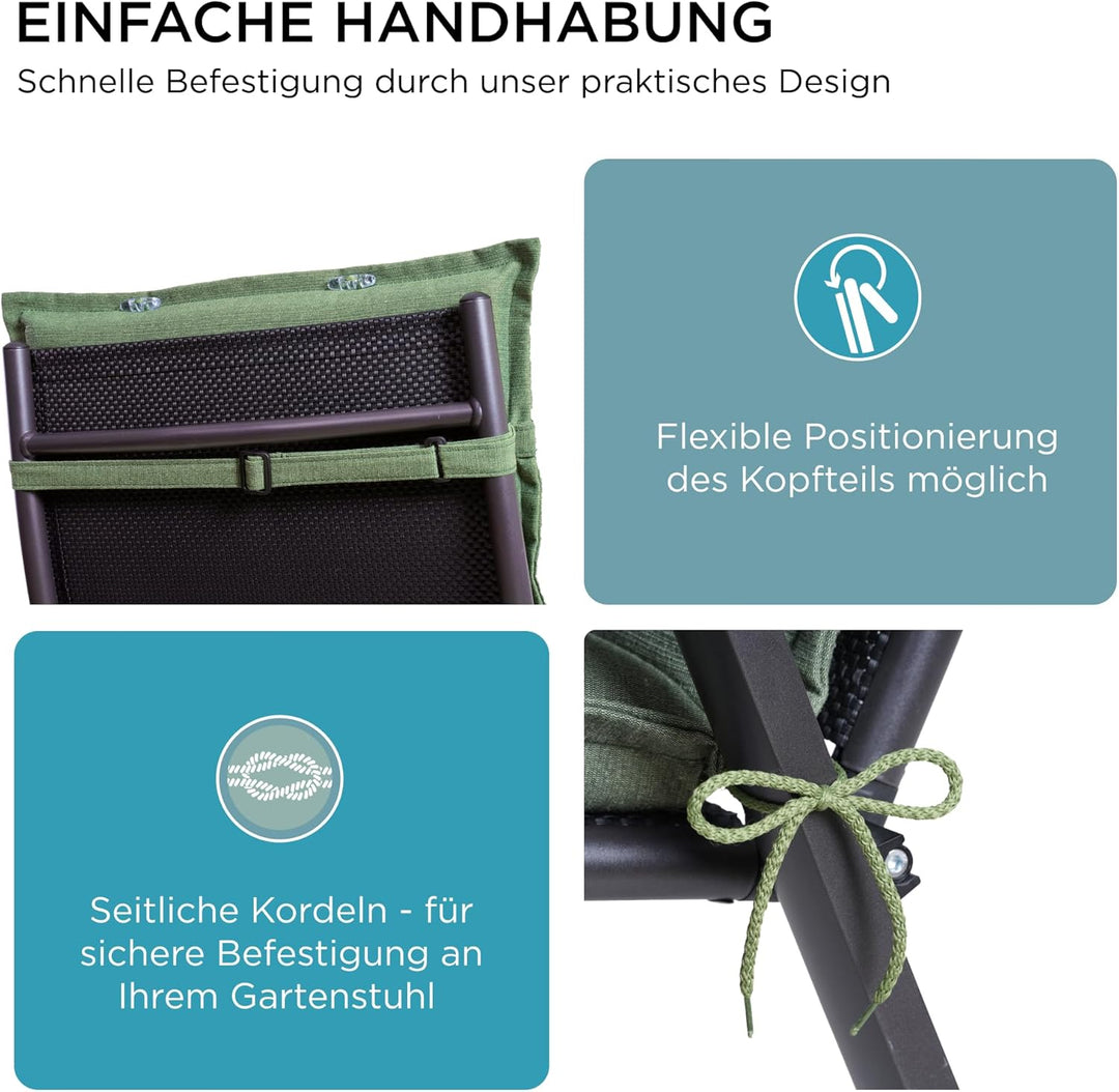 gardisun Gartenstuhlauflagen Hochlehner mit Kopfteil I Extra Dicke Sitzauflagen I Made in Europe I P